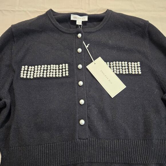 NWT Endless Blu Victoria Sweater Dress Faux Pear Details Sz L Boardroom Chic - Picture 2 of 12